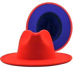 Red with Royal Blue Base Fedora Hat